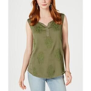 Style & Co. Womens Embroidered Tank Top Size S